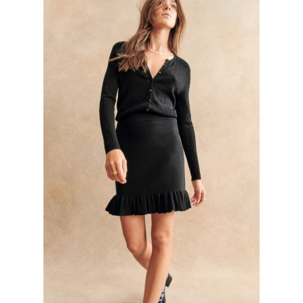 La Maille Sezane Diana Mini Knit Sweater Dress Womens Medium Black Minimalist - Picture 2 of 13